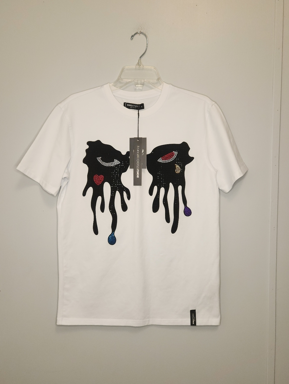 Roku Studios White Graphic Drip Eyes Tee Size Small